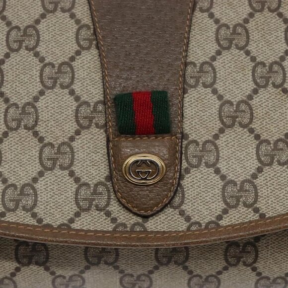 GUCCI GG Canvas Web Sherry Line Clutch Bag Beige Red - Picture 12 of 15